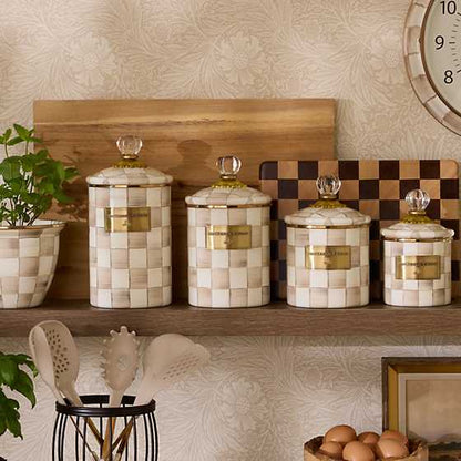Mocha Check Medium Canister (Mackenzie Childs)