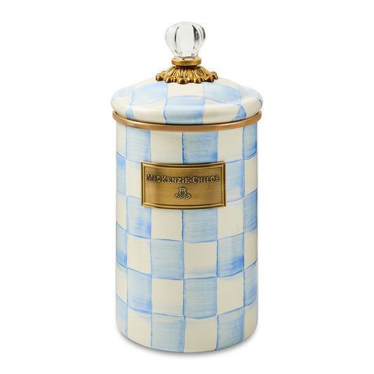 Sky Blue Check Large Canister (Mackenzie Childs)