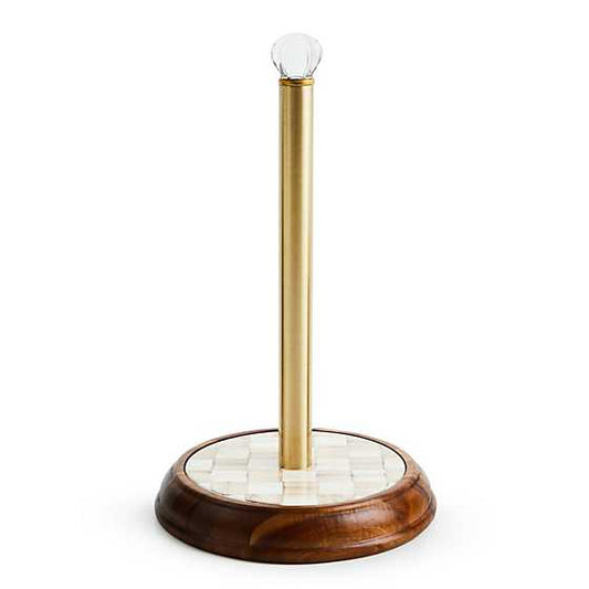 Mocha Check Wood Paper Towel Holder (Mackenzie Childs)