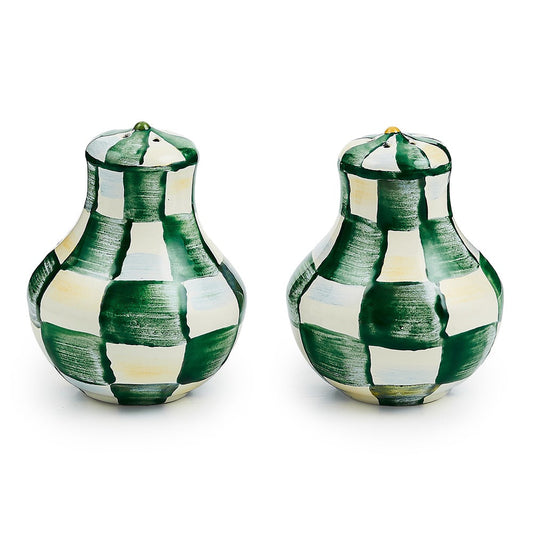 Emerald Check Salt & Pepper Shakers (Mackenzie Childs)