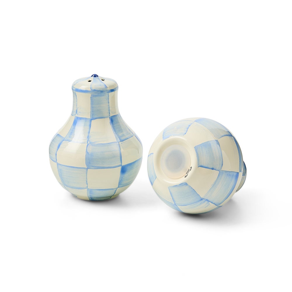 Sky Blue Check Salt & Pepper Shakers (Mackenzie Childs)