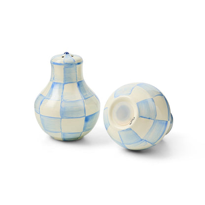 Sky Blue Check Salt & Pepper Shakers (Mackenzie Childs)