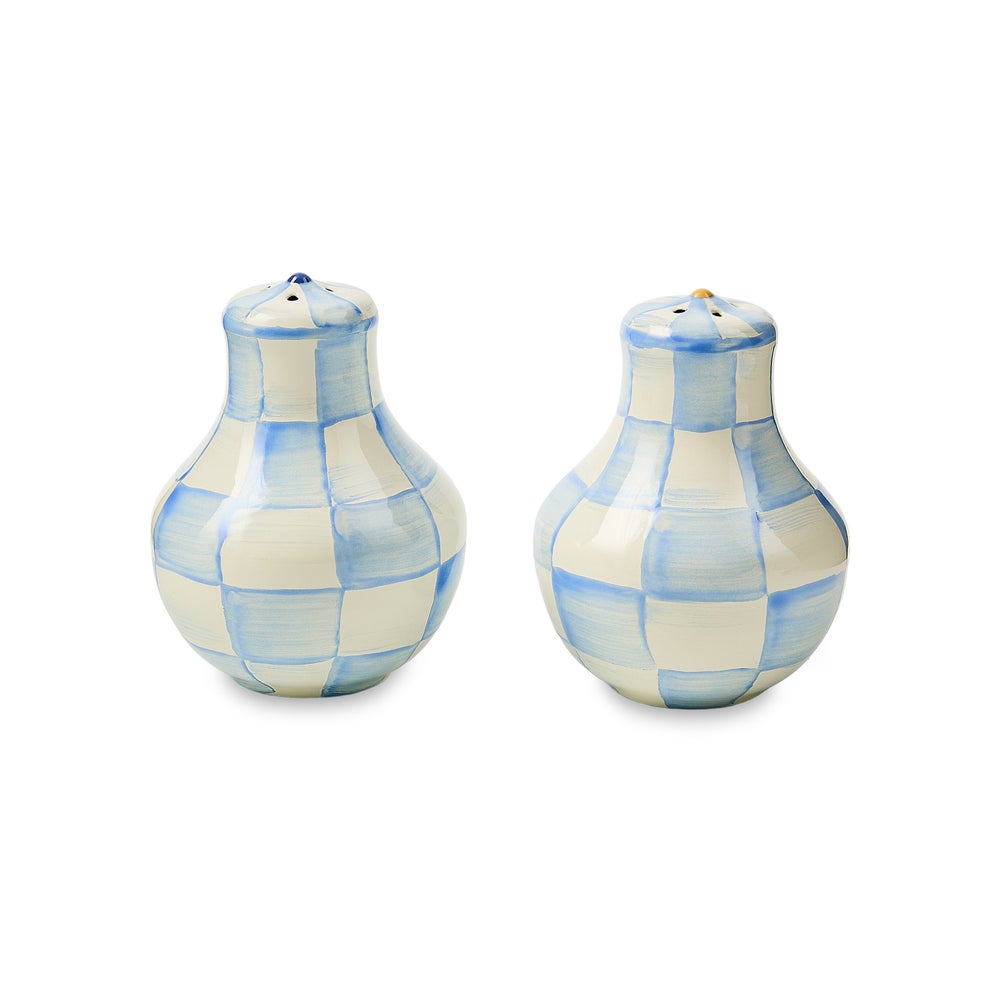 Sky Blue Check Salt & Pepper Shakers (Mackenzie Childs)