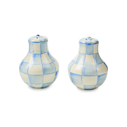 Sky Blue Check Salt & Pepper Shakers (Mackenzie Childs)