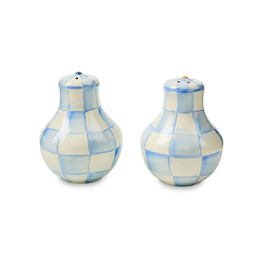 Sky Blue Check Salt & Pepper Shakers (Mackenzie Childs) - PRE ORDER