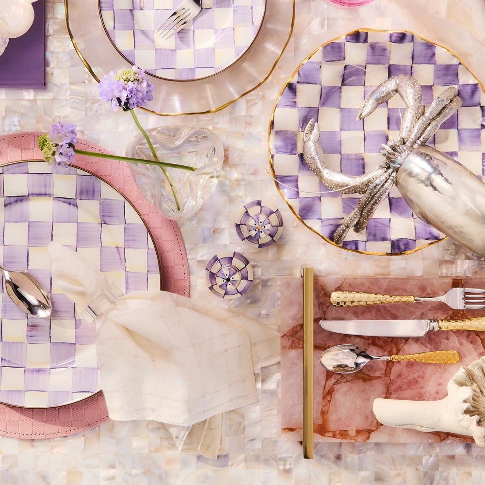 Violet Check Salt & Pepper Shakers (Mackenzie Childs)