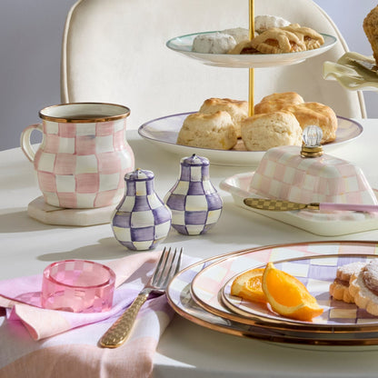 Violet Check Salt & Pepper Shakers (Mackenzie Childs)