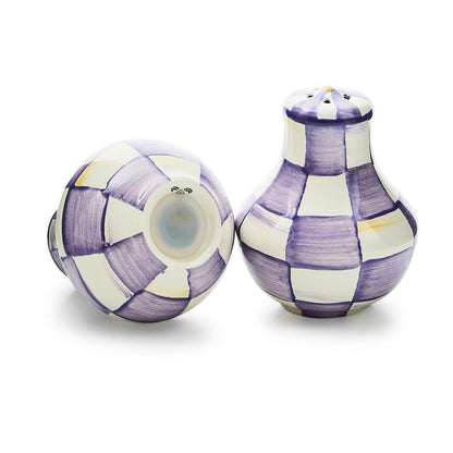 Violet Check Salt & Pepper Shakers (Mackenzie Childs)