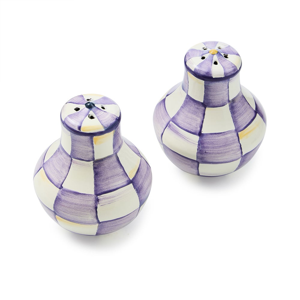 Violet Check Salt & Pepper Shakers (Mackenzie Childs)