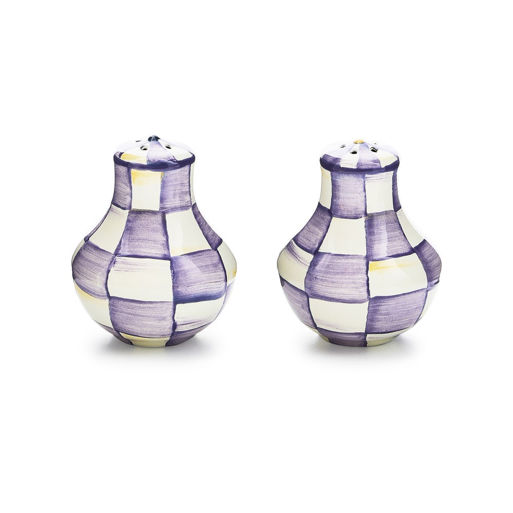 Violet Check Salt & Pepper Shakers (Mackenzie Childs)