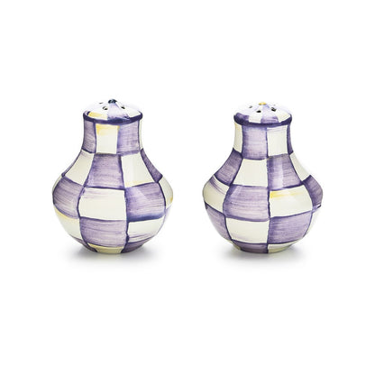 Violet Check Salt & Pepper Shakers (Mackenzie Childs)