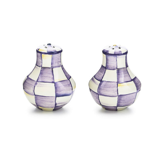 Violet Check Salt & Pepper Shakers (Mackenzie Childs)