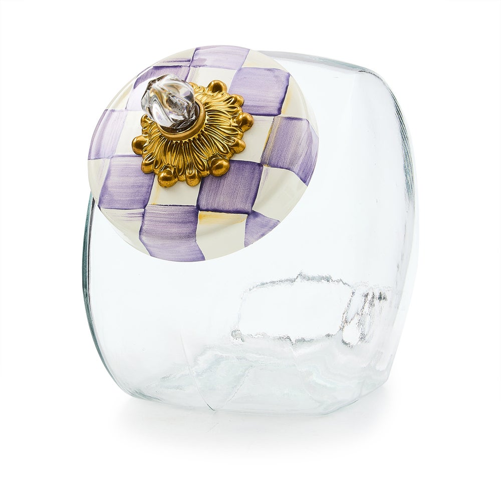 Cookie Jar with Violet Check Lid (Mackenzie Childs)