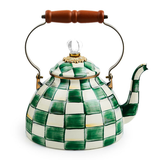 Emerald Check 3 Quart Tea Kettle (Mackenzie Childs)