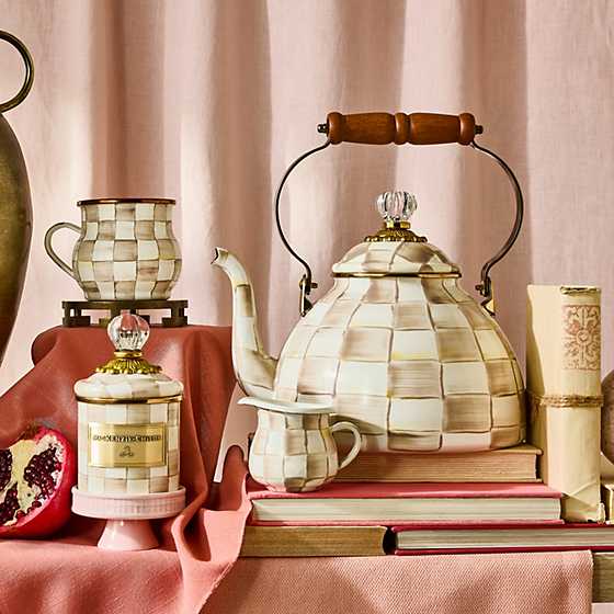 Mocha Check 3 Quart Tea Kettle (Mackenzie Childs)
