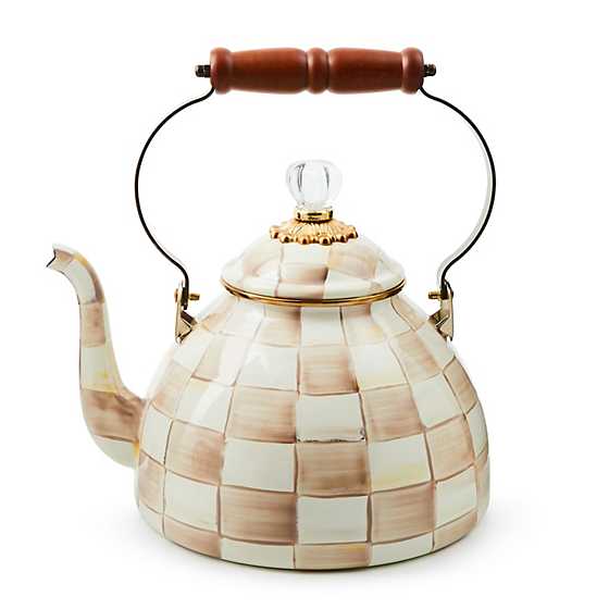 Mocha Check 3 Quart Tea Kettle (Mackenzie Childs)