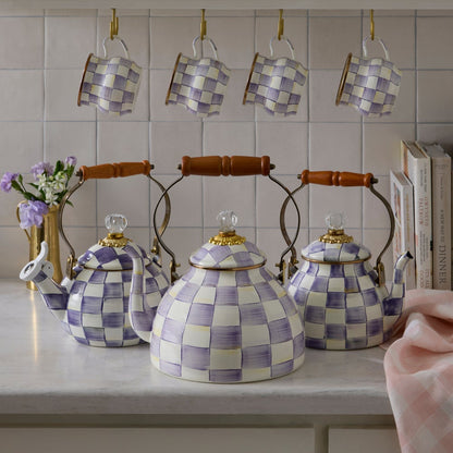 Violet Check 3 Quart Tea Kettle (Mackenzie Childs)