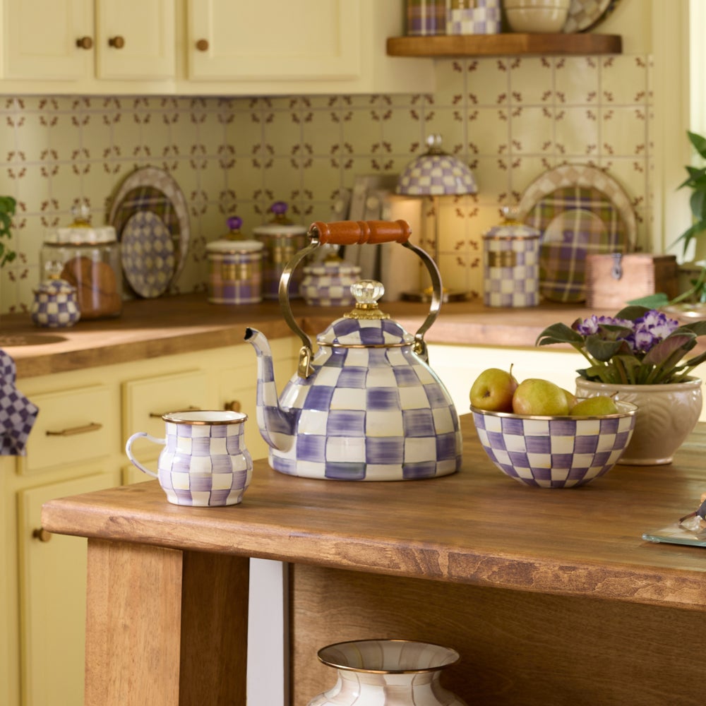 Violet Check 3 Quart Tea Kettle (Mackenzie Childs)