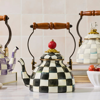Courtly Check Enamel Tea Kettle - 1Qt (Mackenzie Childs)