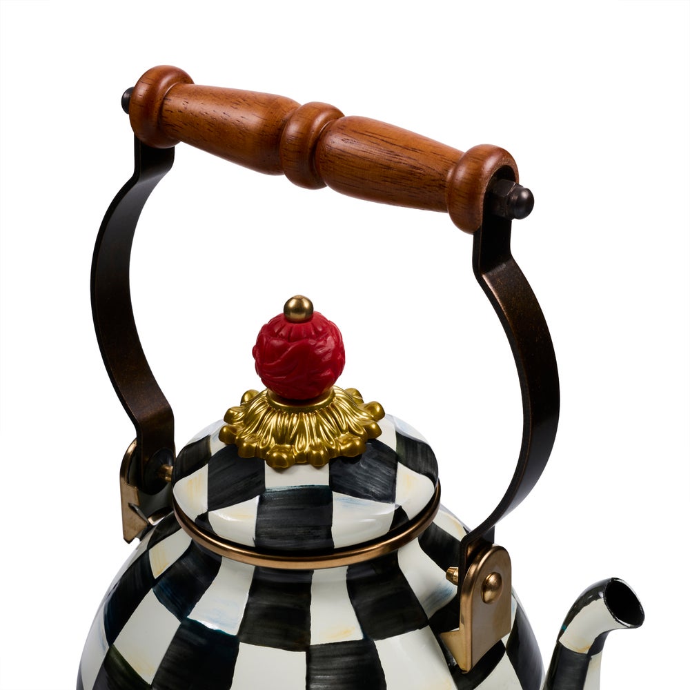 Courtly Check Enamel Tea Kettle - 1Qt (Mackenzie Childs)