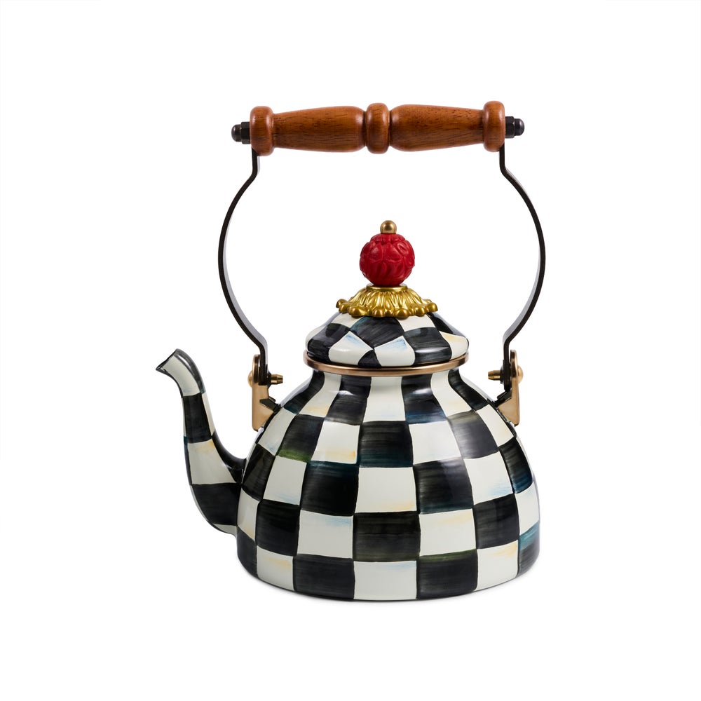 Courtly Check Enamel Tea Kettle - 1Qt (Mackenzie Childs)