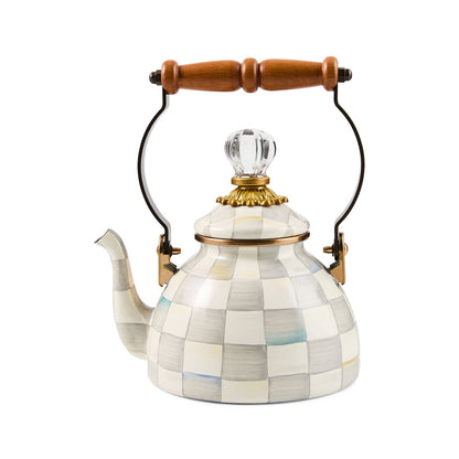 Sterling Check Enamel Tea Kettle - 1 Quart (Mackenzie Childs)