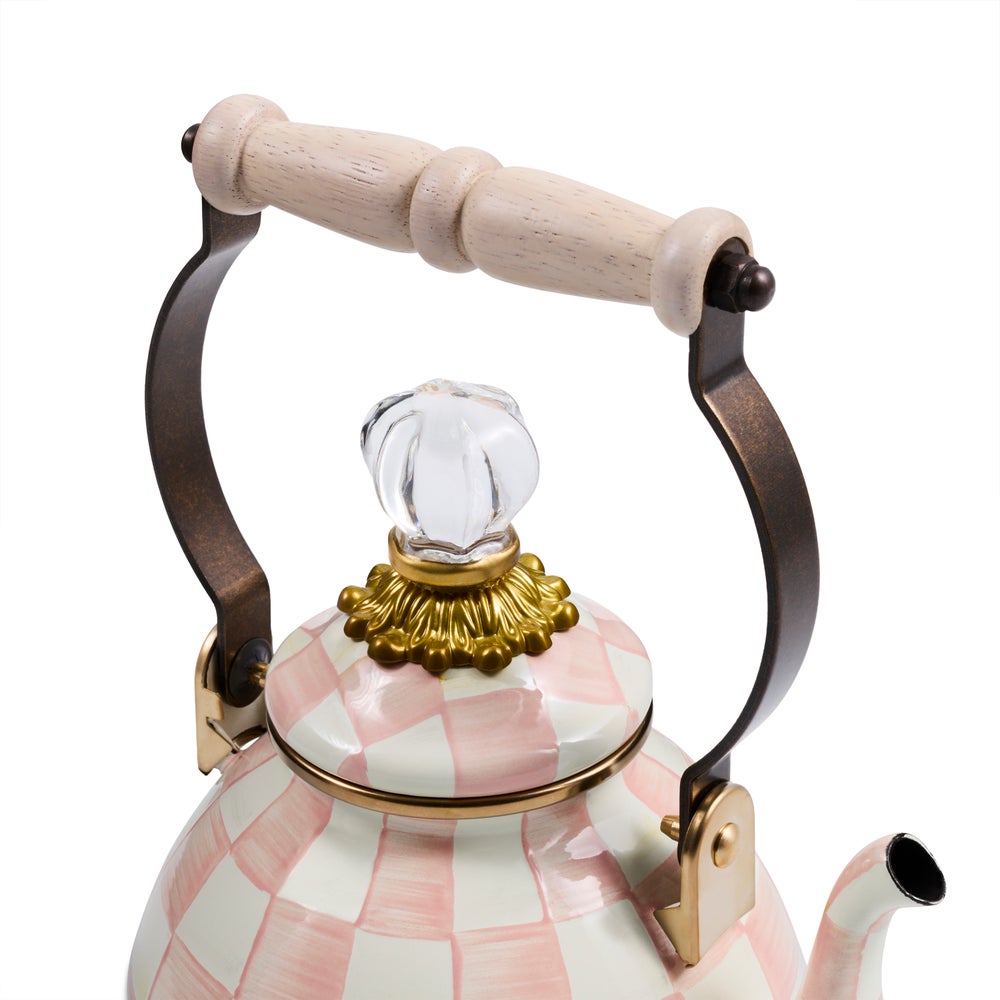 Rosy Check Enamel Tea Kettle - 1 Quart (Mackenzie Childs)