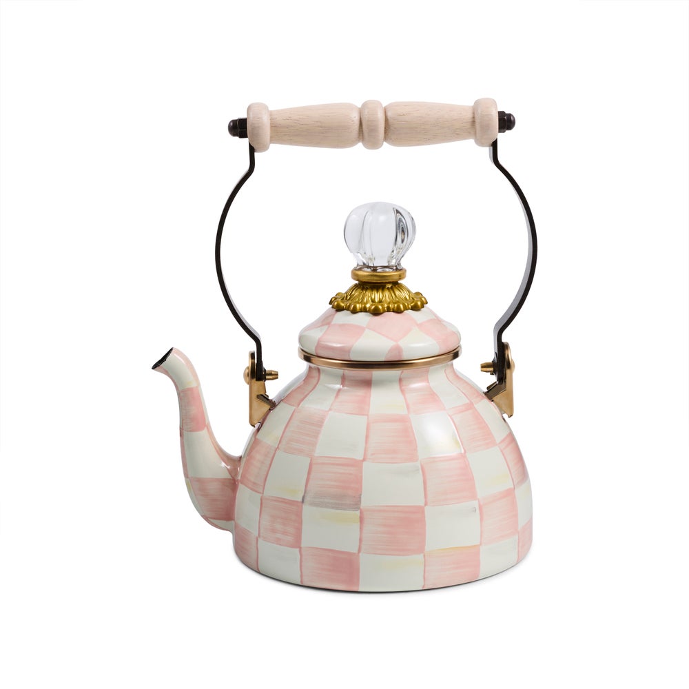 Rosy Check Enamel Tea Kettle - 1 Quart (Mackenzie Childs)