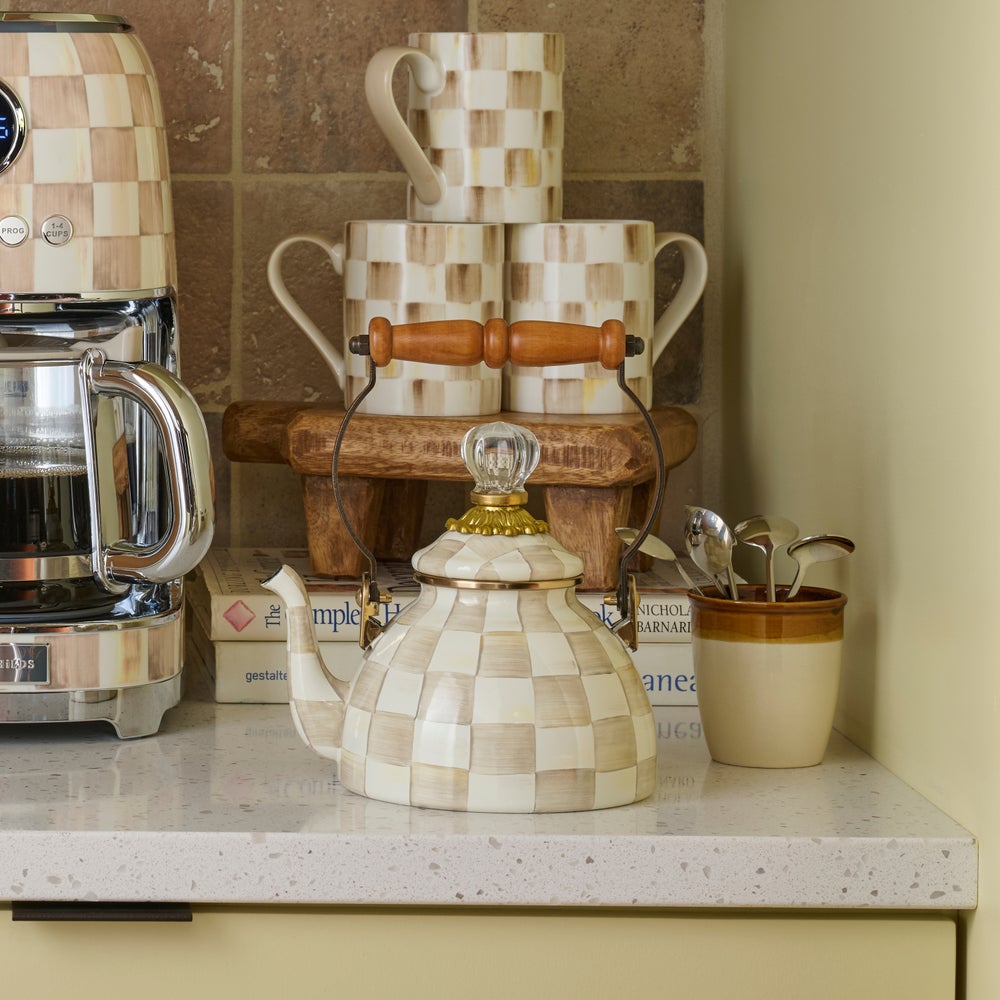 Mocha Check 1 Quart Tea Kettle (Mackenzie Childs)