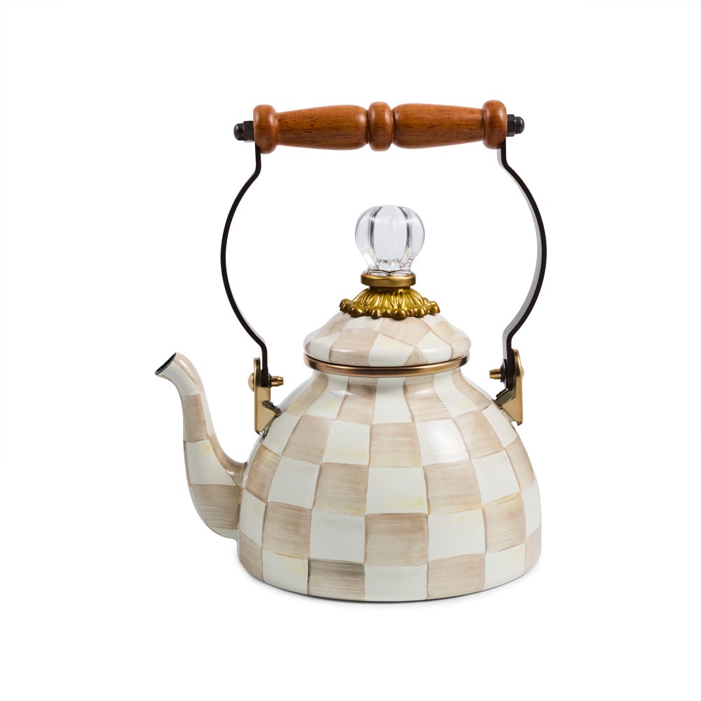Mocha Check 1 Quart Tea Kettle (Mackenzie Childs)