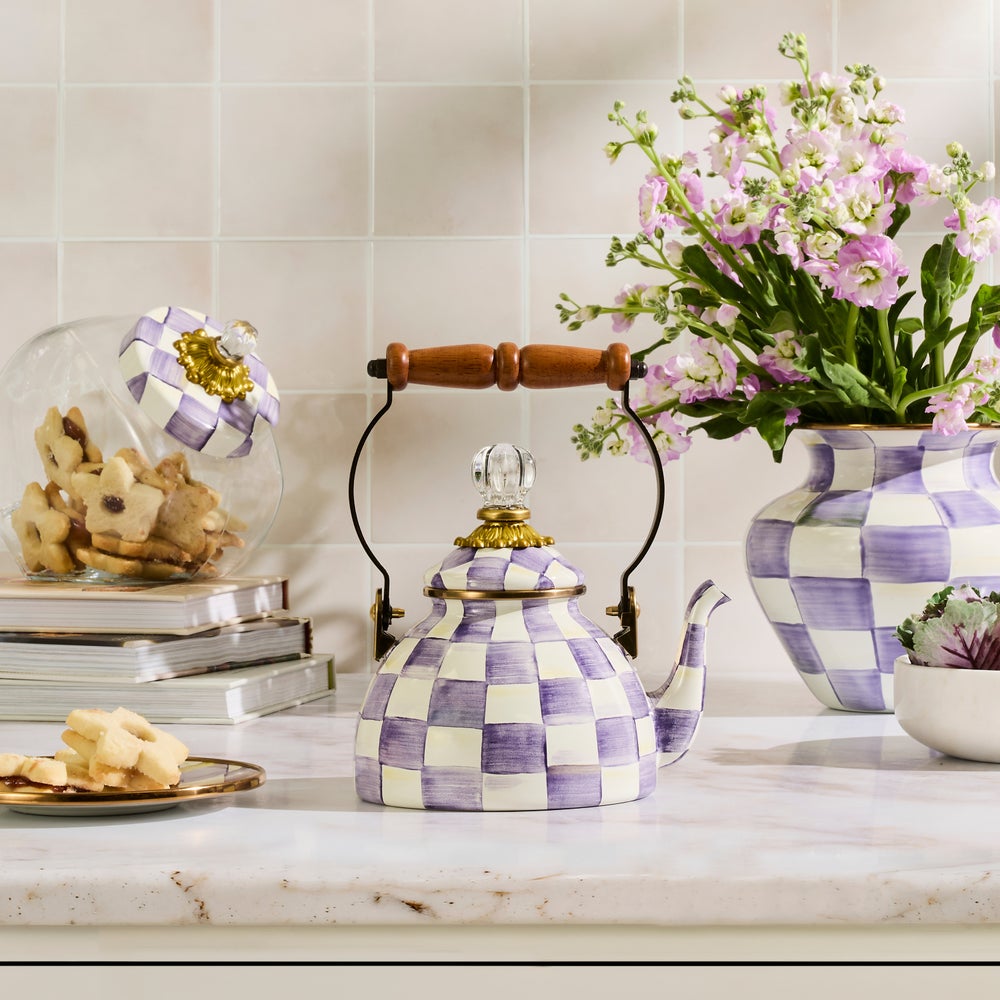 Violet Check 1 Quart Tea Kettle (Mackenzie Childs)
