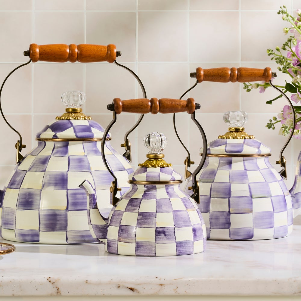 Violet Check 1 Quart Tea Kettle (Mackenzie Childs)