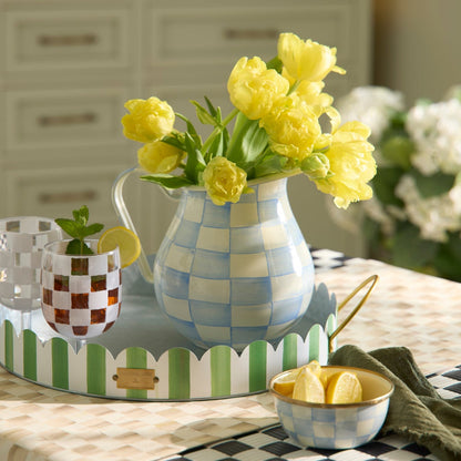 Sky Blue Check Pitcher (Mackenzie Childs) - PRE ORDER