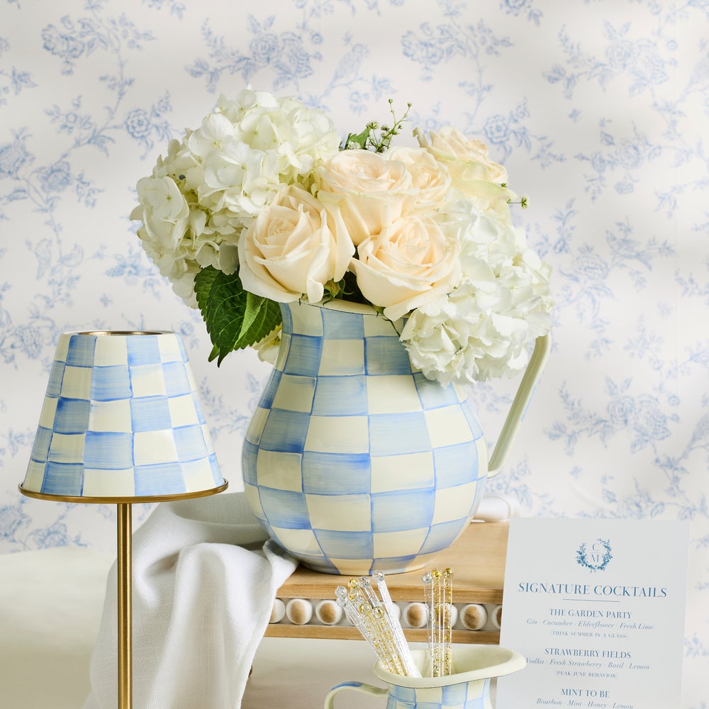 Sky Blue Check Pitcher (Mackenzie Childs) - PRE ORDER