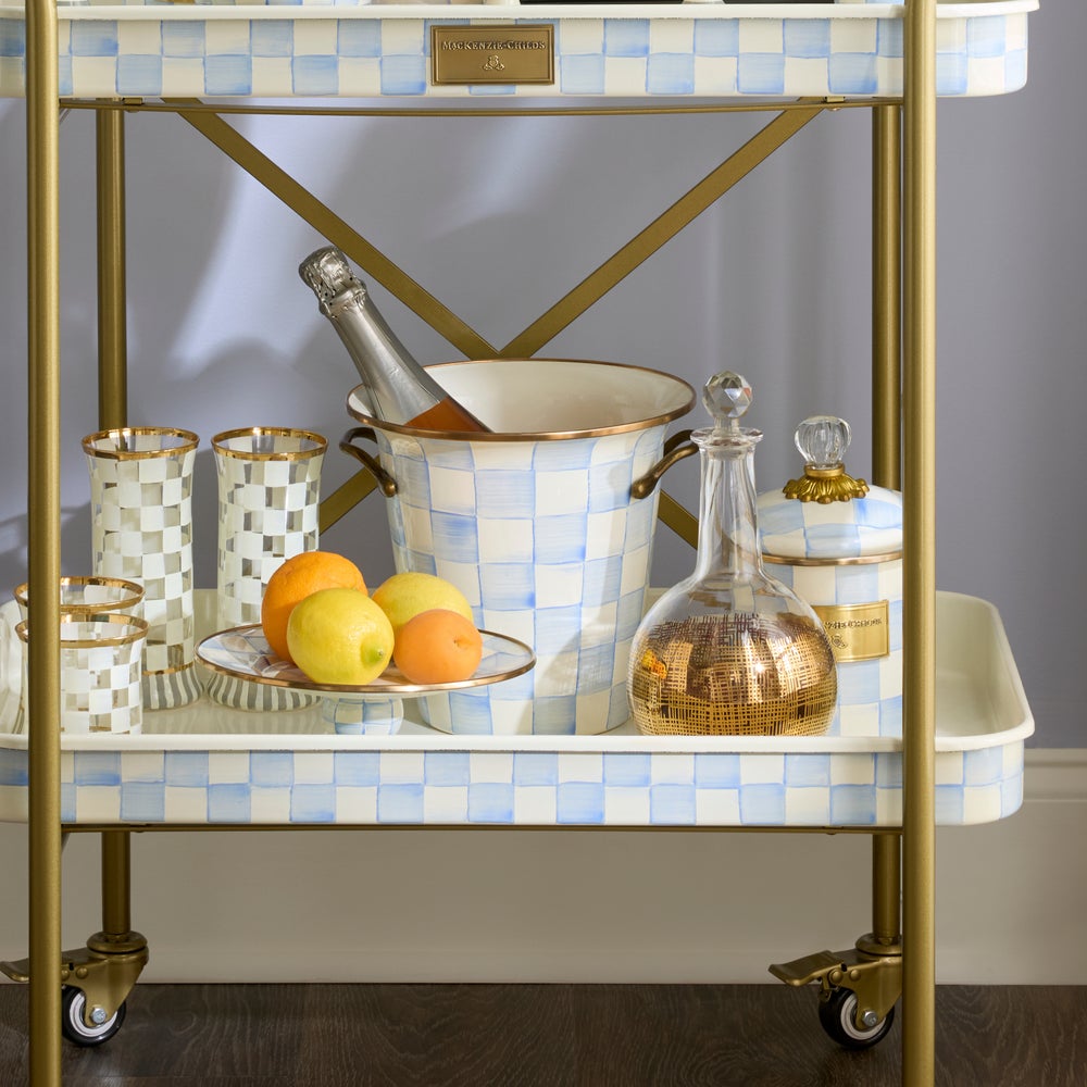Sky Blue Check Wine Cooler (Mackenzie Childs) - PRE ORDER