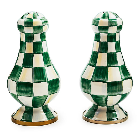 Emerald Check Large Salt & Pepper Shakers (Mackenzie Childs)