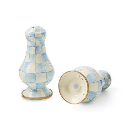 Sky Blue Check Large Salt & Pepper Shakers (Mackenzie Childs)