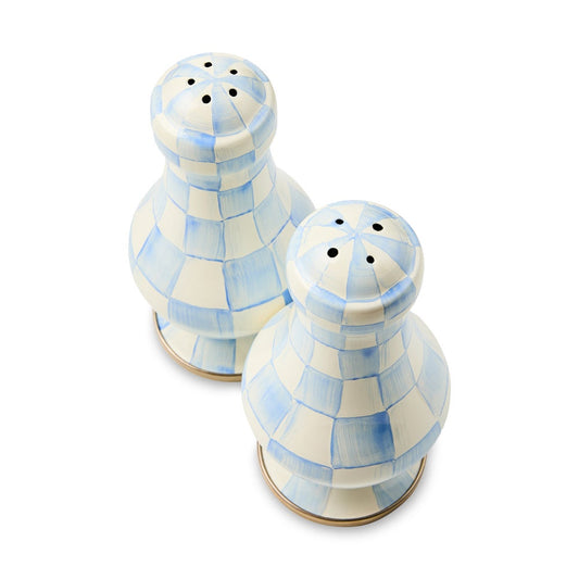 Sky Blue Check Large Salt & Pepper Shakers (Mackenzie Childs) - PRE ORDER