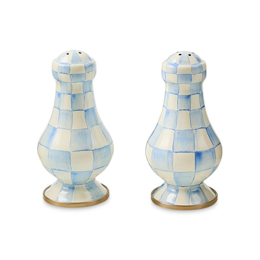 Sky Blue Check Large Salt & Pepper Shakers (Mackenzie Childs) - PRE ORDER