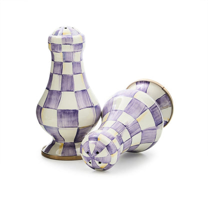 Violet Check Large Salt & Pepper Shakers (Mackenzie Childs)