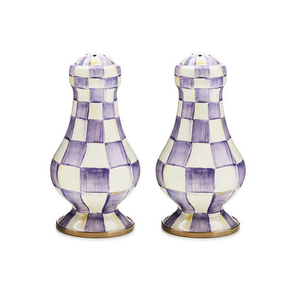 Violet Check Large Salt & Pepper Shakers (Mackenzie Childs)