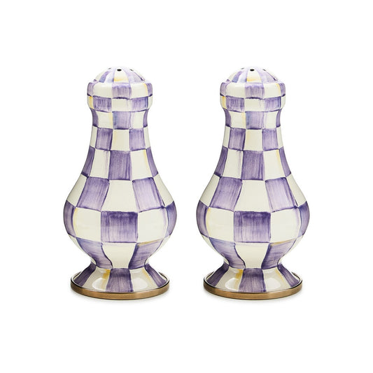 Violet Check Large Salt & Pepper Shakers (Mackenzie Childs)