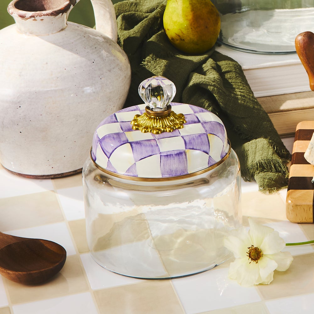 Violet Check Small Kitchen Canister (Mackenzie Childs)