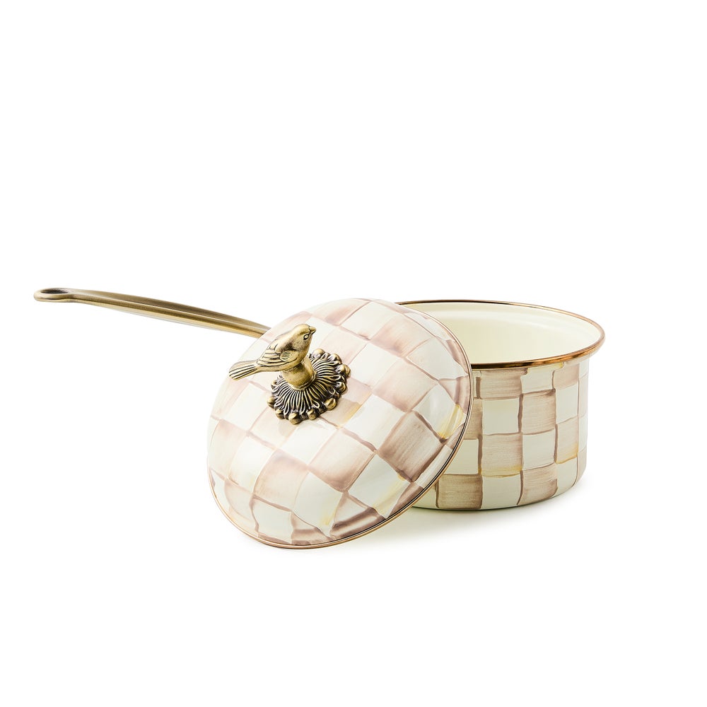 Mocha Check 2.5 Qt. Saucepan (Mackenzie Childs)