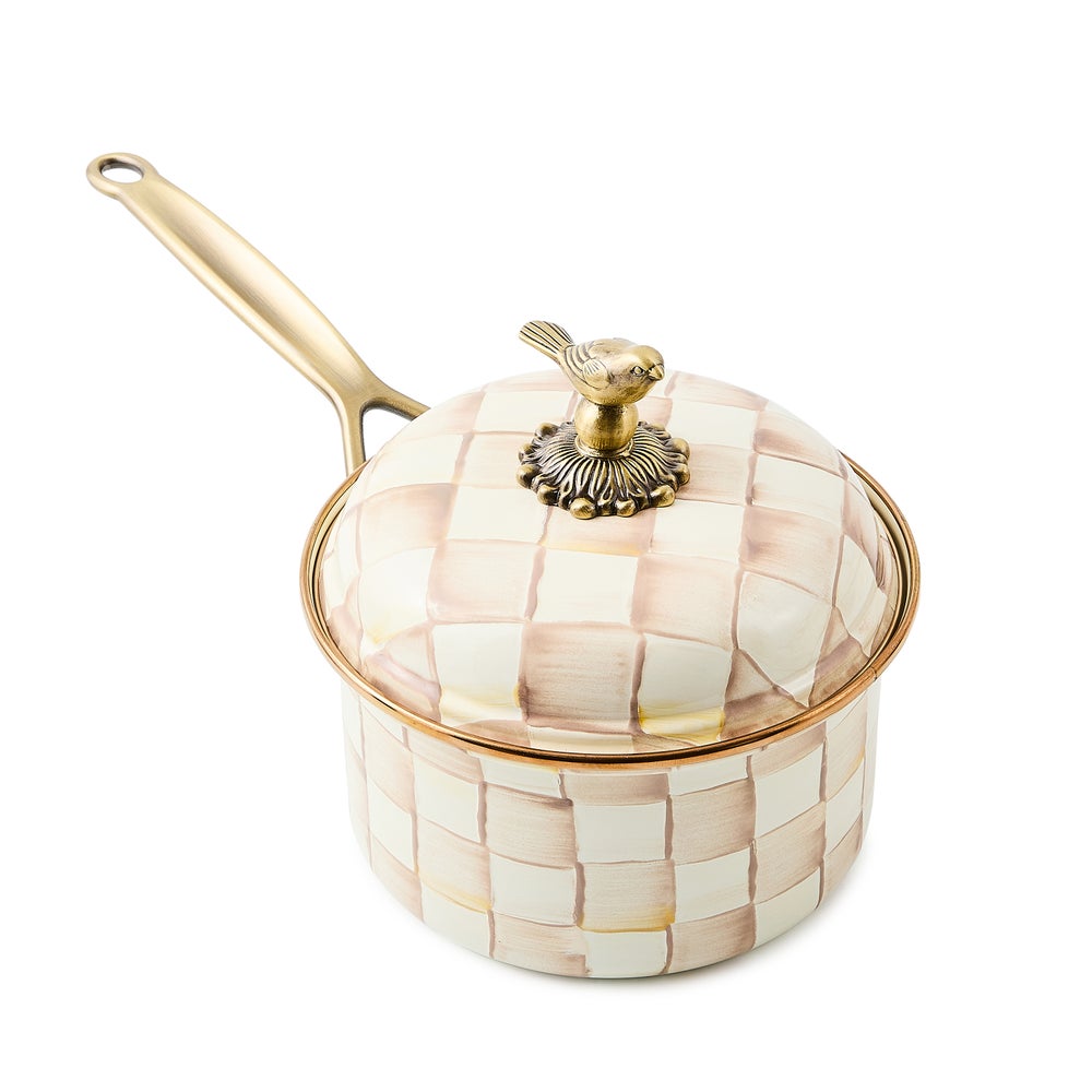 Mocha Check 2.5 Qt. Saucepan (Mackenzie Childs)