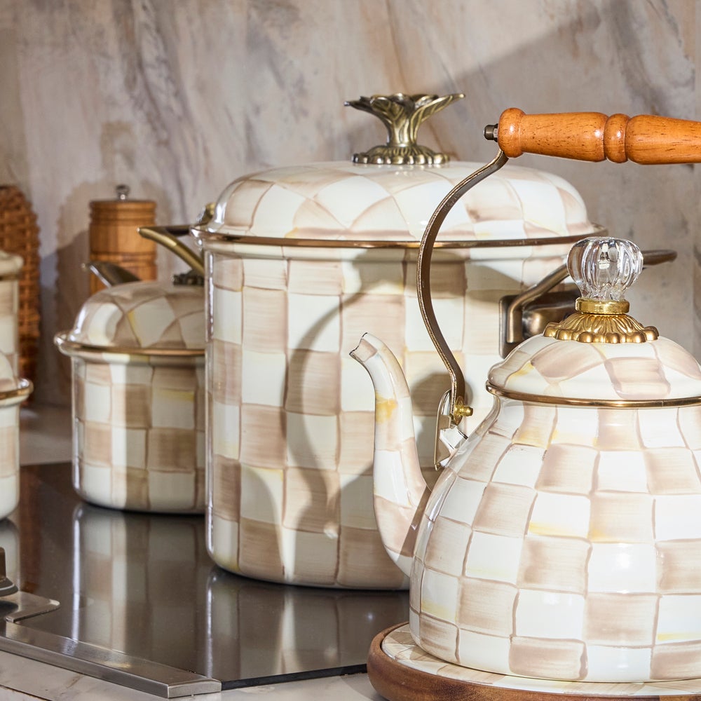 Mocha Check 7 Qt. Stockpot (Mackenzie Childs)