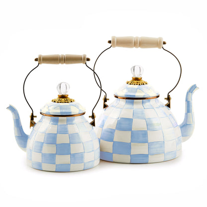 Sky Blue Check 2 Quart Tea Kettle (Mackenzie Childs) - PRE ORDER