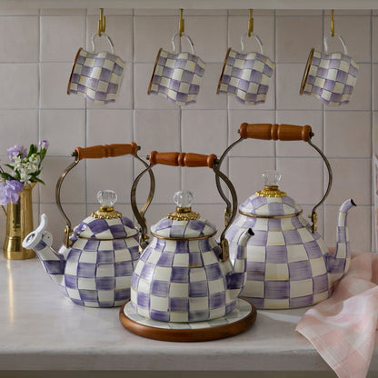 Violet Check 2 Quart Tea Kettle (Mackenzie Childs)