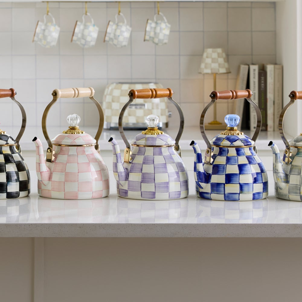 Violet Check 2 Quart Tea Kettle (Mackenzie Childs)