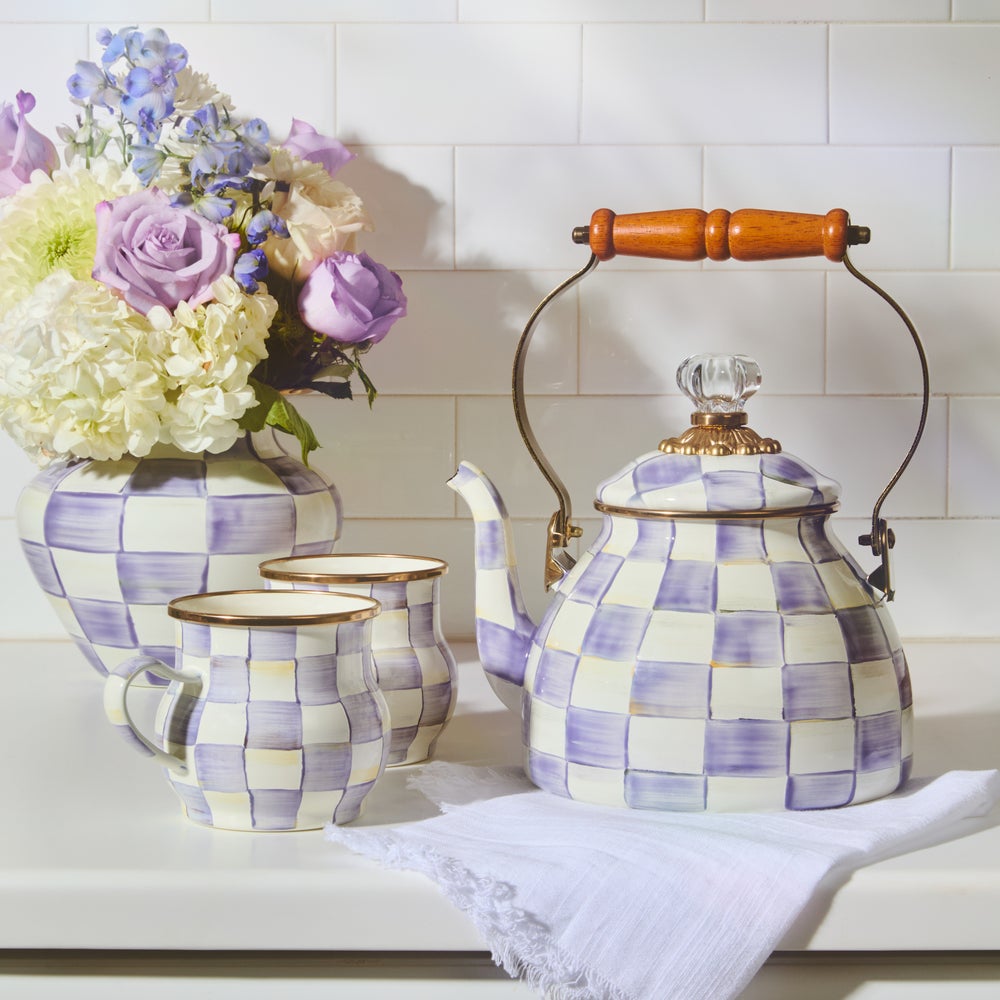 Violet Check 2 Quart Tea Kettle (Mackenzie Childs)